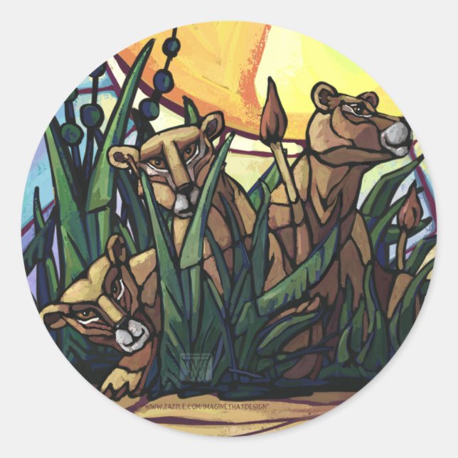 Adesivo Redondo King Lion e Cubs (Frente)