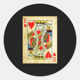Adesivo Redondo King Of Hearts Card Deck Old