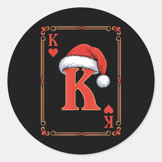 Adesivo Redondo King Of Hearts Christmas Costume Playing Cards Kin (Frente)