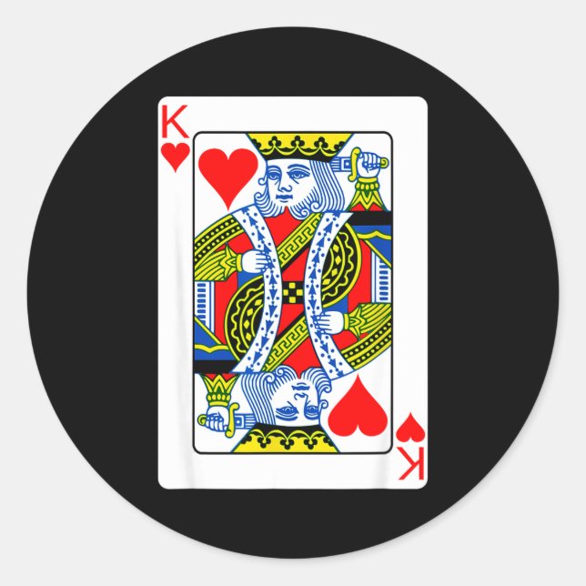 Adesivo Redondo King Of Hearts Playing Card Valentine Costume  (Frente)