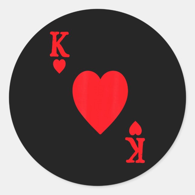 Adesivo Redondo King Of Hearts Valentine's Day Lover Royal Flush F (Frente)