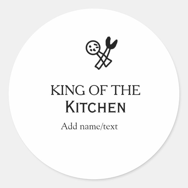 Adesivo Redondo King of the kitchen chef cooking add name crown ha (Frente)