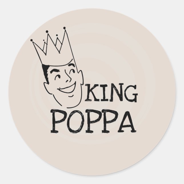 Adesivo Redondo King Poppa T-shirts e presentes (Frente)