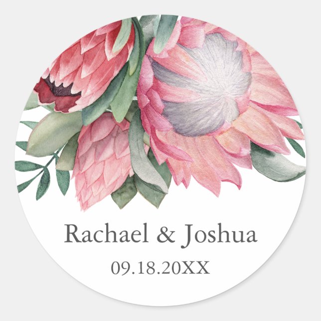 Adesivo Redondo King Protea Personalizada Envelope Botânico Selo (Frente)