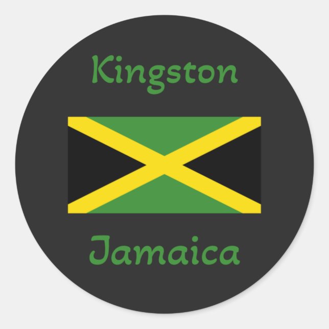 Adesivo Redondo Kingston Jamaica - Bandeira jamaicana (Frente)