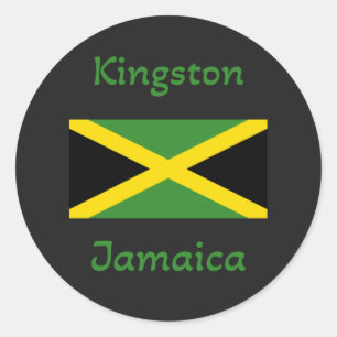 Adesivo Redondo Kingston Jamaica - Bandeira jamaicana