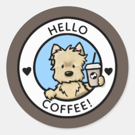 Adesivo Redondo KiniArt Cairn Terrier Coffee Stickers