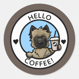 Adesivo Redondo KiniArt Cairn Terrier Coffee Stickers