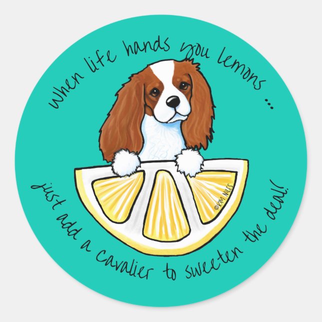 Adesivo Redondo KiniArt Cavalier Life Lemons Classic Round Sticker (Frente)