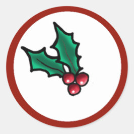 Adesivo Redondo KiniArt Christmas Holly