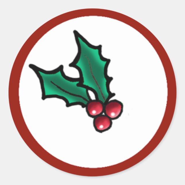 Adesivo Redondo KiniArt Christmas Holly (Frente)
