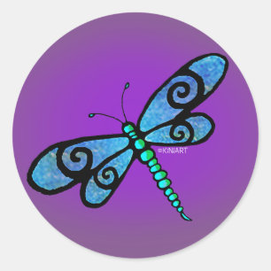 Adesivo Redondo KiniArt Dragonfly Stickers