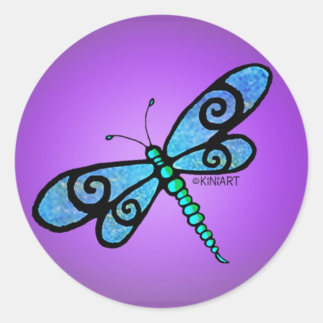 Adesivo Redondo KiniArt Dragonfly Stickers (Frente)