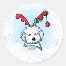 Adesivo Redondo KiniArt Havanese Reindeer Christmas