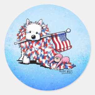 Adesivo Redondo KiniArt Liberty Westie