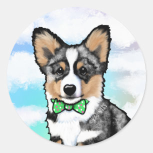Adesivo Redondo KiniArt Merle Corgi