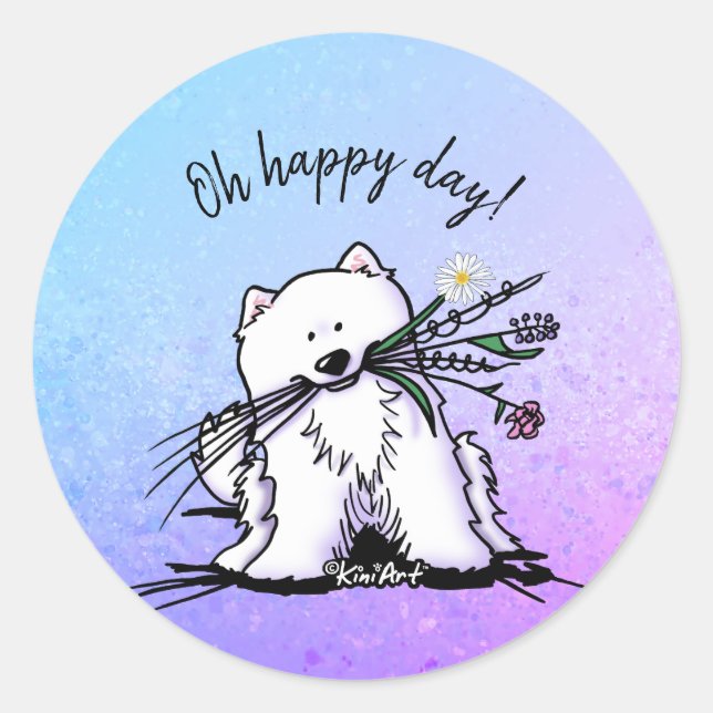 Adesivo Redondo KiniArt Samoyed (Frente)