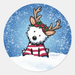 Adesivo Redondo KiniArt Westie Reindeer Stickers