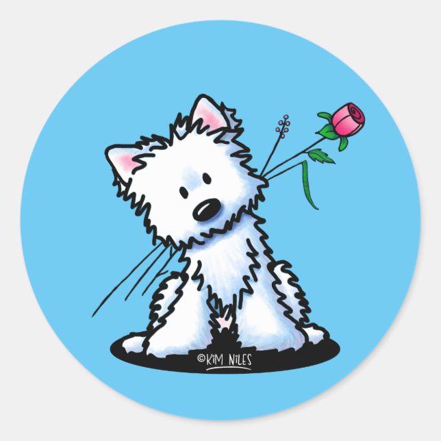Adesivo Redondo KiniArt Westie Terrier Classic Round Sticker (Frente)