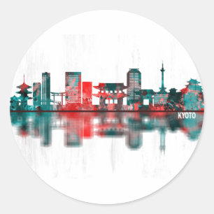Adesivo Redondo Kioto - Japão - Skyline