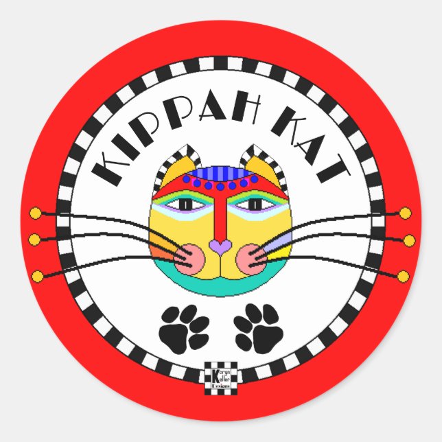 Adesivo Redondo Kippah Kat (Frente)