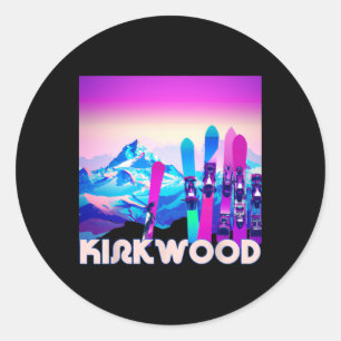 Adesivo Redondo Kirkwood Ski - Esqui e Snowboard ao estilo retrô d