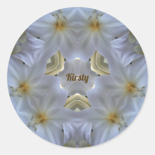 ADESIVO REDONDO KIRSTY ~ LÍRIO BRANCO DE PÁSCOA RELIGIOSO ~