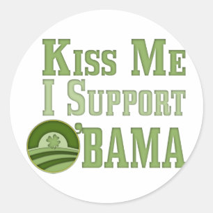 Adesivo Redondo Kiss Me Irish Obama