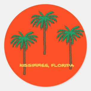 Adesivo Redondo Kissimmee, design tropical da Florida