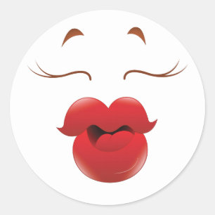 Adesivo Redondo Kissy Face Woman Cartoon