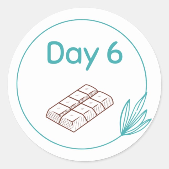 Adesivo Redondo Kit de Provando de Chocolate Dia 6 (Frente)