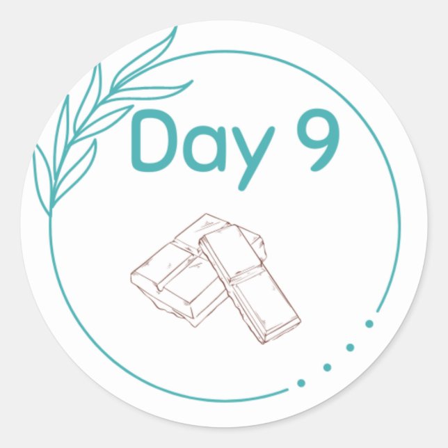 Adesivo Redondo Kit de Provando de Chocolate Dia 9 (Frente)