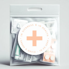 Adesivo Redondo Kit de Ressaca de Pêssego Na Doença e na Saúde Cru