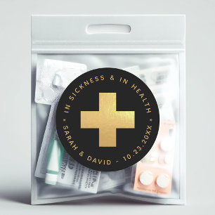 Adesivo Redondo Kit de Ressaca Ouro Negro Na Doença e na Saúde