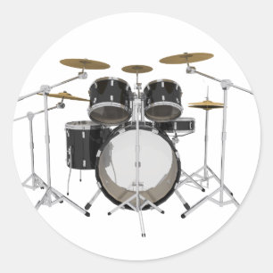Adesivo Redondo Kit do tambor preto: