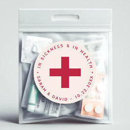 Adesivo Redondo Kit Ressaca Rosa e Vermelho Na Doença e Na Saúde