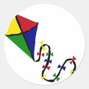 Adesivo Redondo Kite Flying Art Colorida