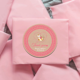 Adesivo Redondo Kitten Com Coração, Obrigado Sticker