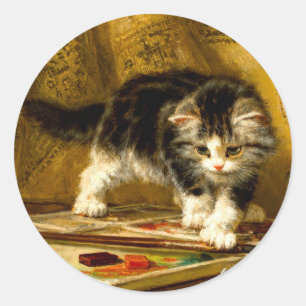 Adesivo Redondo Kitten com pintura e escovas