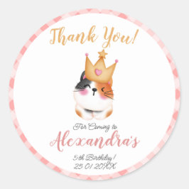 Adesivo Redondo Kitten Meow Crown Girl Kitty