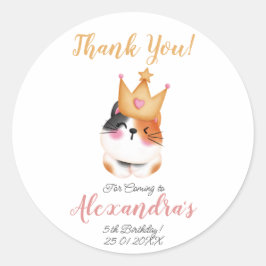 Adesivo Redondo Kitten Meow Crown Girl Kitty