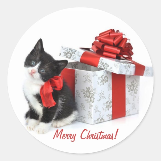 Adesivo Redondo Kitten Natal, Stickers (Frente)