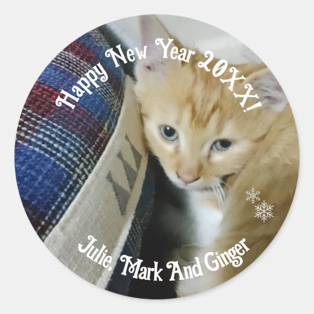 Adesivo Redondo Kitten Photo Text Name,  Replace,  (Frente)