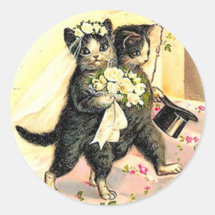 Adesivo Redondo Kitty Cat Wedding