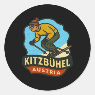 Adesivo Redondo Kitzbühel Áustria Esqui 