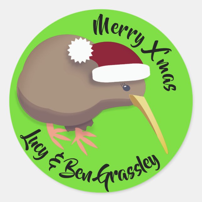Adesivo Redondo Kiwi de Natal (Frente)