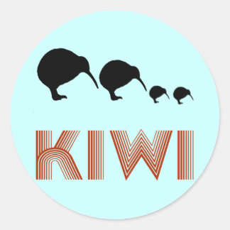 Adesivo Redondo Kiwi Family Retro New Zelândia Sticker