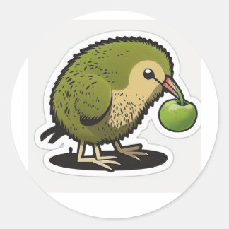 Adesivo Redondo kiwi que come uma fruta kiwi