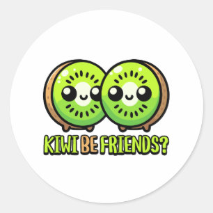 Adesivo Redondo Kiwi Seja Amigo! Fruta de Kiwi de cor branca