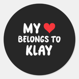 Adesivo Redondo Klay - Meu Coração Pertence a Klay - Amor